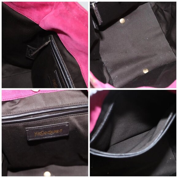 SAINT LAURENT Downtown Shoulder Bag Enamel Red Gold Auth sw465 - Picture 15 of 16